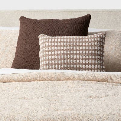 24"x24" Euro Matelasse Decorative Pillow Brown - Threshold (LOCAL PICKUP ONLY)