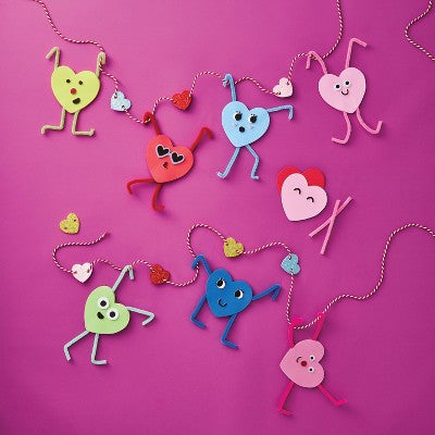 Valentine's Craft Foam Hearts Garland Activity Kit - Mondo Llama