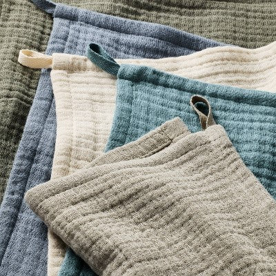 5pk Organic Gauze Washcloth Set Cool - Casaluna