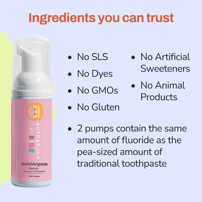 Autobrush Bubblegum Fluoride Foaming Toothpaste - 3.4oz