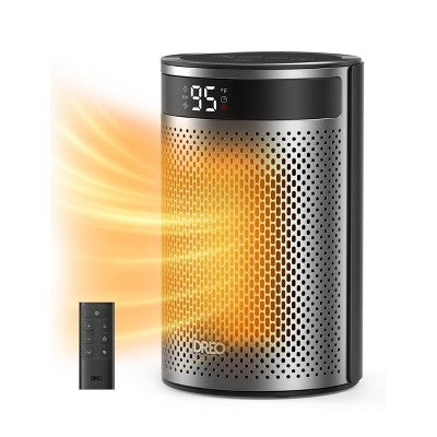 DREO 1500W Atom 416 10" Whisper-Quiet Portable Ceramic Space Heater with Temp Control and ECO Mode Timer with Remote Non-oscillating