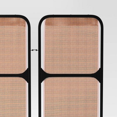6' Modern 3-Panel Patio Decorative Screen Black - Threshold: Steel Frame, Rust-Resistant, Powder-Coated Finish (LOCAL PICKUP ONLY)