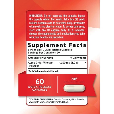 Nature's Truth Apple Cider Vinegar Capsule 1200mg | 60 Count
