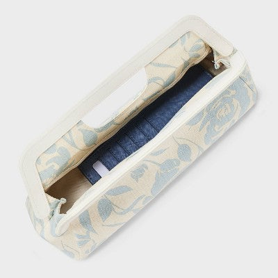 Frame Clutch Bag - A New Day Blue Floral: Cotton Canvas, Botanical Pattern, Magnetic Closure, 10"x6"x2.5"