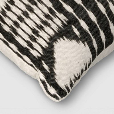 Lumbar Ikat Stripe Throw Pillow Charcoal/Neutral - Threshold Early Launch