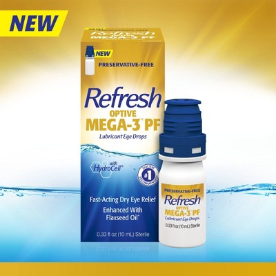 Refresh Optive Mega -3 PF Lubricant Eye Drops Preservative-Free Artificial Tears - 0.33 fl oz (10mL)
