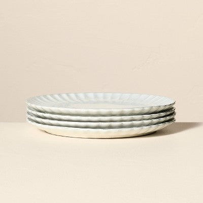 4pk 8.5" Scalloped Edge Stoneware Salad Plates Cream - Hearth & Hand with Magnolia