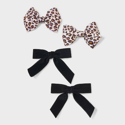 Girls' 4pk Salon Bow Clip Set - Cat & Jack Black/Brown