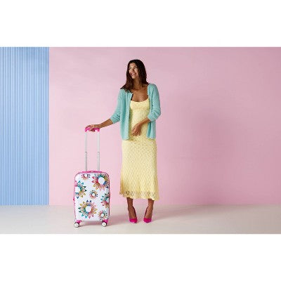 Sarah Jessica Parker Hardside Expandable Carry On Spinner Suitcase - White Shoe Wheel