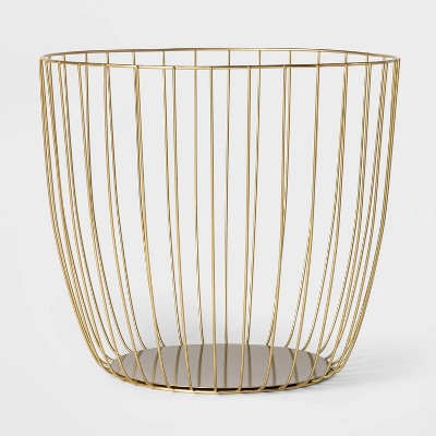 Large Metal Wire Basket Gold - Threshold: Round Decorative Blanket Holder, 18"x16" Iron Basket