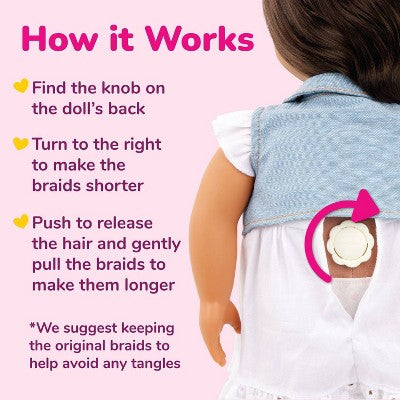 Our Generation Tasha 18" Rainbow Hair Grow Doll with Hair Clips and Styling Book Accessories