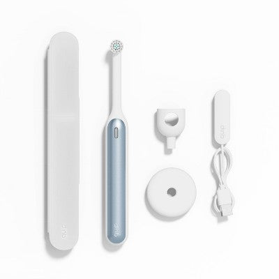 quip Rev Oscillating Rechargeable Electric Toothbrush + Travel Case - White/Blue