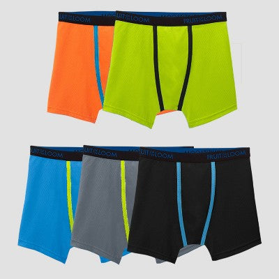Fruit of The Loom Boys' 5pk Breathable Micro-Mesh Boxer Briefs M
