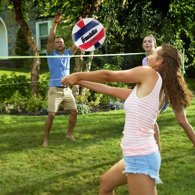 Franklin Sports Super Soft Spike Volleyball - Red/White/Blue: Rubber Bladder,
