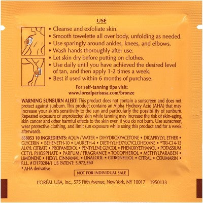 L'Oreal Paris Sublime Bronze Self-Tanning Towelettes Medium Natural Tan - 6ct