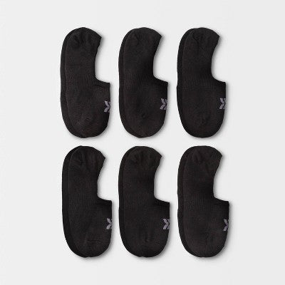 Women's Extended Size Lightweight 6pk Liner Athletic Socks - All In Motion Black 8-12