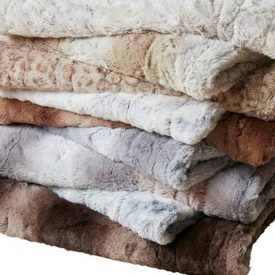 Beautyrest Marselle 50"x70" Oversized Faux Fur Electric Heated Throw Blanket Gray/Blue: Oversized, Machine Washable
