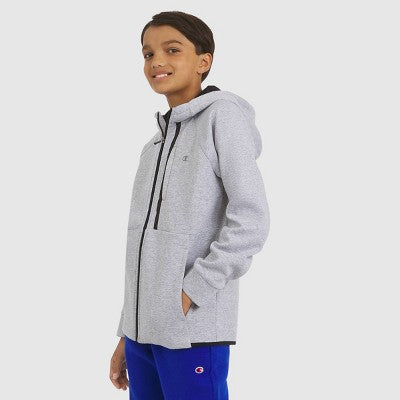 Champion Boys' Double Knit Zip-Up Hoodie - Heather Gray S
