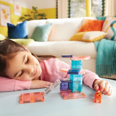 MAGNA-TILES Cat Tree Magnetic Building Set: Educational Math, Creative Engineering, Fine Motor Skill Development, 10 Pieces