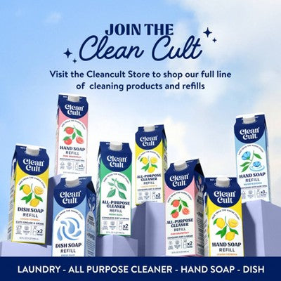 Clean Cult Liquid Dish Soap Refill - Fresh Rain - 32 fl oz: Carton, Removes Grease, Dissolves Food, Ceramic Application