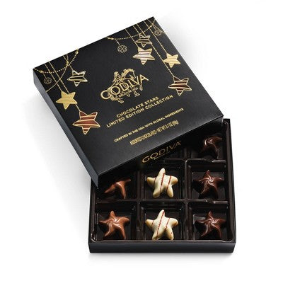 Godiva Holiday Stars Collection Christmas Candy Chocolate Giftbox - 3.1oz/9pc
