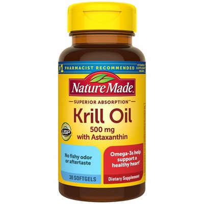 Nature Made Superior Absorption Krill Oil 500mg Softgels, Omega 3 Heart Health Support - 30ct