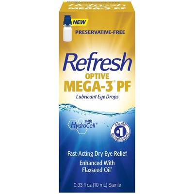 Refresh Optive Mega -3 PF Lubricant Eye Drops Preservative-Free Artificial Tears - 0.33 fl oz (10mL)