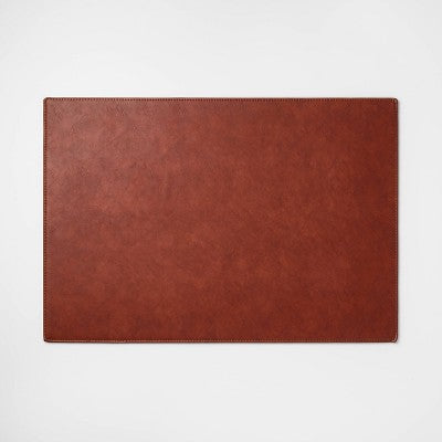 Faux Leather Desk Mat Brown - Threshold: Desk Pad Protector, Polyurethane, 18"x26" (LOCAL PICKUP ONLY)
