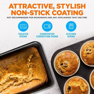 NutriChef 8-Piece Stackable Bakeware Set - Non-Stick Carbon Steel Baking Trays and Pans