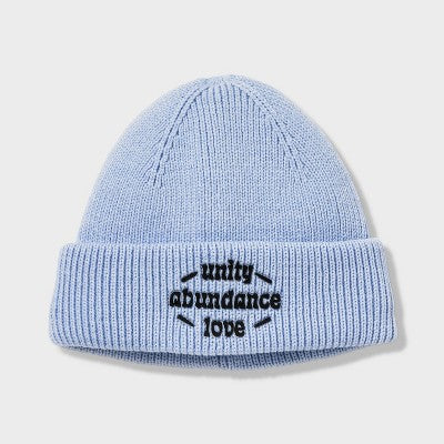 Black History Month Adult Unity Abundance Love Satin-Lined Cuff Beanie - Blue