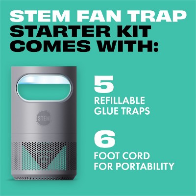 STEM Electric Fan Fruit Fly, Gnat & Fly Trap Starter Kit - 1 Unit + 5 Glue Traps: Non-Toxic, Safe for Kids & Pets, Electric Powered
