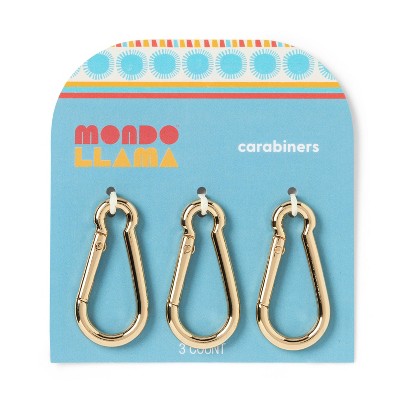 3pk Carabiners Gold - Mondo Llama