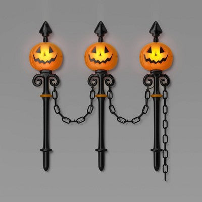 49" Jacks Lit Fence Stakes Halloween Decorative Prop - Hyde and EEK! Boutique (LOCAL PICKUP ONLY)