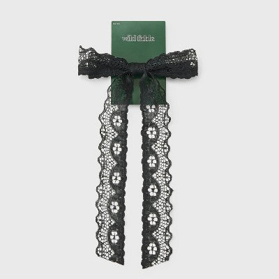 Longtail Lace Bow Barrette - Wild Fable Black
