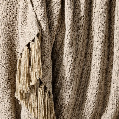 Knit Throw Blanket Beige - Threshold designed w/Studio McGee
