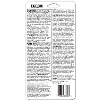 1.0 fl oz Glue with Precision Tips Clear - E6000: Water-Resistant Craft Adhesive, Dries Clear, Ideal for Shoes & Art Projects