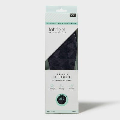 Fab Feet Women's by Foot Petals Everyday Gel Insole Cushions Black Trim To Fit - Size (6-10): Urethane Material
