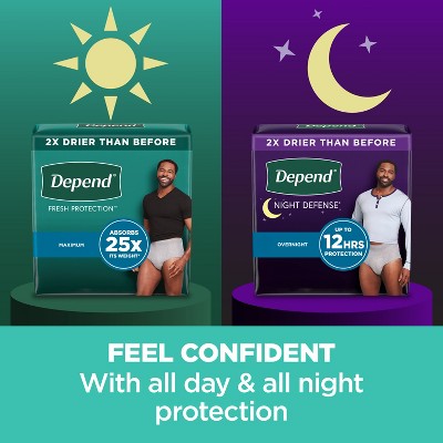 Depend Night Defense Incontinence Disposable Underwear for Men - Overnight Absorbency - XL - 48ct