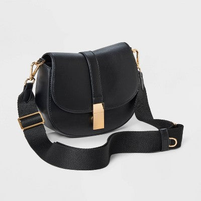 Saddle Crossbody Bag - A New Day Black