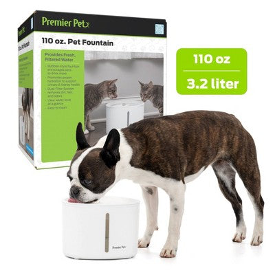 Premier Pet 110oz Dog and Cat Automated Fountain - White