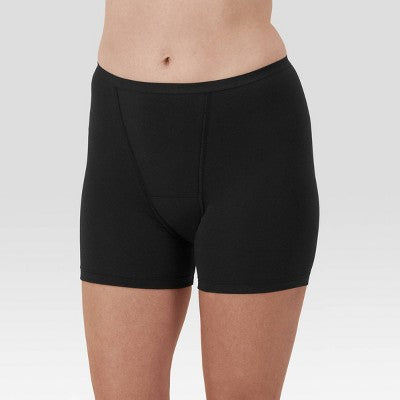 Hanes Women's 2pk Comfort Period Boxer Briefs, Super Leaks - Black 6: Moisture Wicking, High Rise, Absorbent Panel