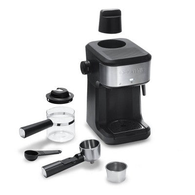 Gourmia 4 Shot Steam Espresso Maker with Frothing Wand Black/Stainless Steel Finish