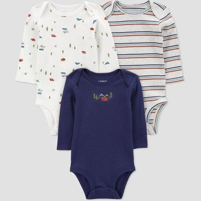 Carter's Just One You Baby Boys' 3pk Long Sleeve Bodysuit - Blue 6M