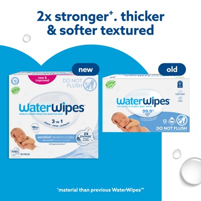 WaterWipes Sensitive+ Newborn & Baby Wipes, 3-In-1 Cleans, Cares, Protects, 99.9% Water, Unscented & Hypoallergenic - 1080ct (LOCAL PICKUP ONLY)