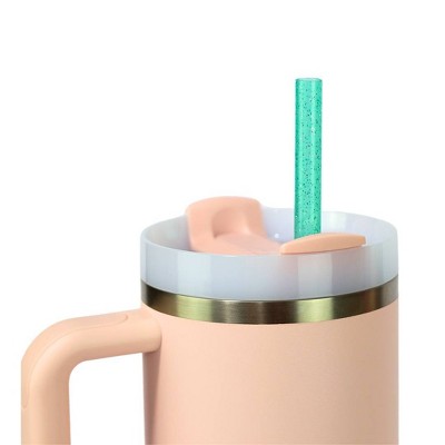 CharCharms 6pk 30oz Glitter Water Bottle Straws: BPA-Free Polypropylene, Dishwasher-Safe, Pink Drinkware Accessory