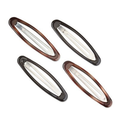 scunci No-Slip Grip Large Oval Snap Clips - Tortoise - All Hair - 4pcs