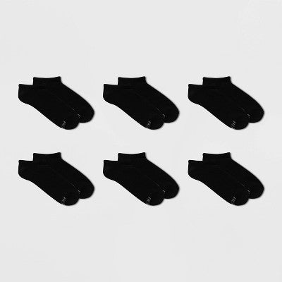 Fruit of the Loom Women's Cushioned 6pk No Show Athletic Socks - Black 4-10: Moisture Wicking, Ventilating Mesh, 4-Way Stretch