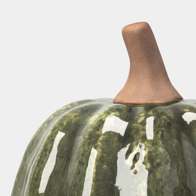 8" Large Green Ceramic Fall Pumpkin - Threshold: Fall