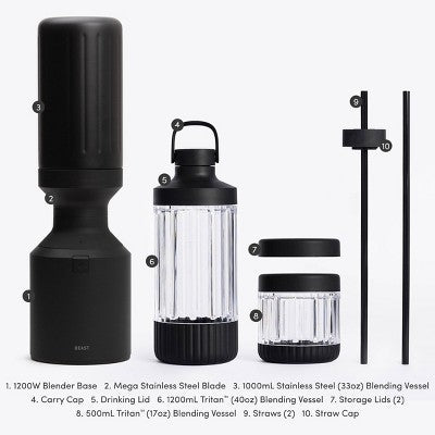 Beast Health Mega 1200 Stainless Steel Blender Carbon Black