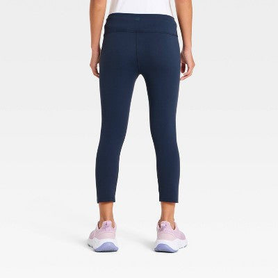 Girls' Everyday Soft High-Rise Capri Legging - Navy Blue M